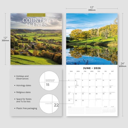 Country Scenes 2026 Premium Square Wall Calendar