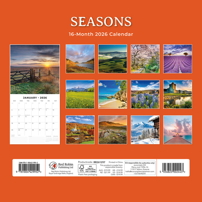 Seasons 2026 Premium Square Wall Calendar