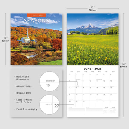 Seasons 2026 Premium Square Wall Calendar