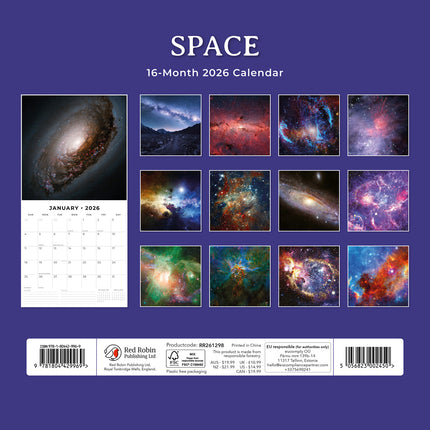Space 2026 Premium Square Wall Calendar