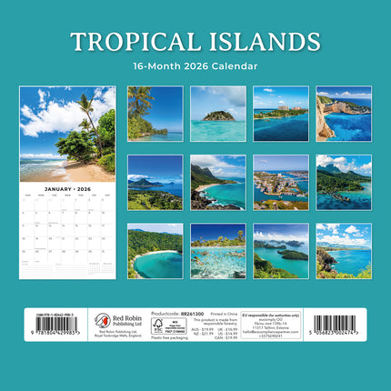 Tropical Islands 2026 Premium Square Wall Calendar