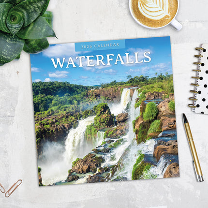 Waterfalls 2026 Premium Square Wall Calendar