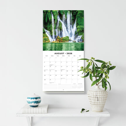 Waterfalls 2026 Premium Square Wall Calendar