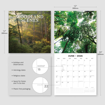 Woodland Scenes 2026 Premium Square Wall Calendar
