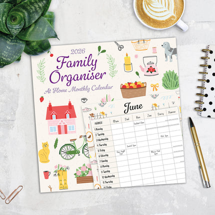 Family Organiser 2026 Premium Square Wall Calendar