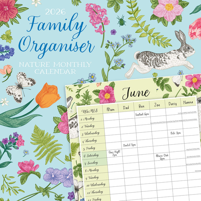 Nature Family Organiser 2026 Premium Square Wall Calendar