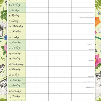 Nature Family Organiser 2026 Premium Square Wall Calendar