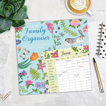 Nature Family Organiser 2026 Premium Square Wall Calendar