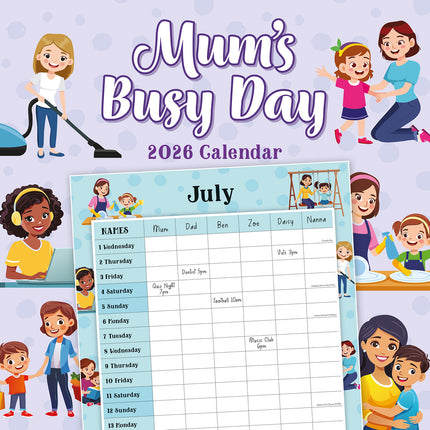 Mums Busy Day 2026 Premium Square Wall Calendar
