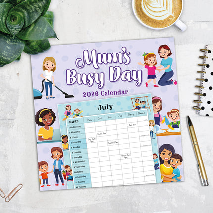 Mums Busy Day 2026 Premium Square Wall Calendar