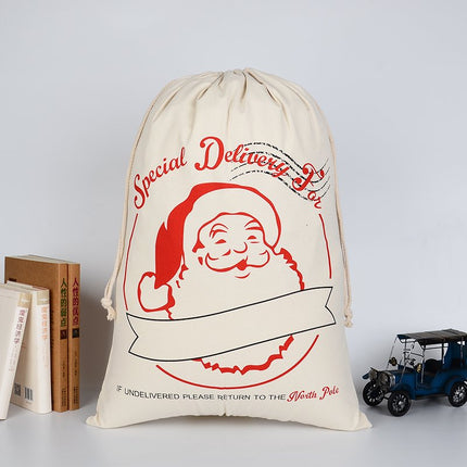 50x70cm Canvas Hessian Christmas Santa Sack Xmas Stocking Reindeer Kids Gift Bag - Zmart Australia