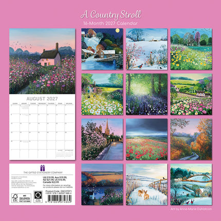 A Country Stroll 2027 Premium Square Wall Calendar back cover