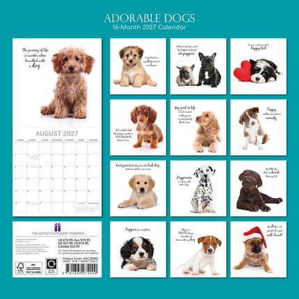 Adorable Dogs 2027 Square Wall Calendar back cover