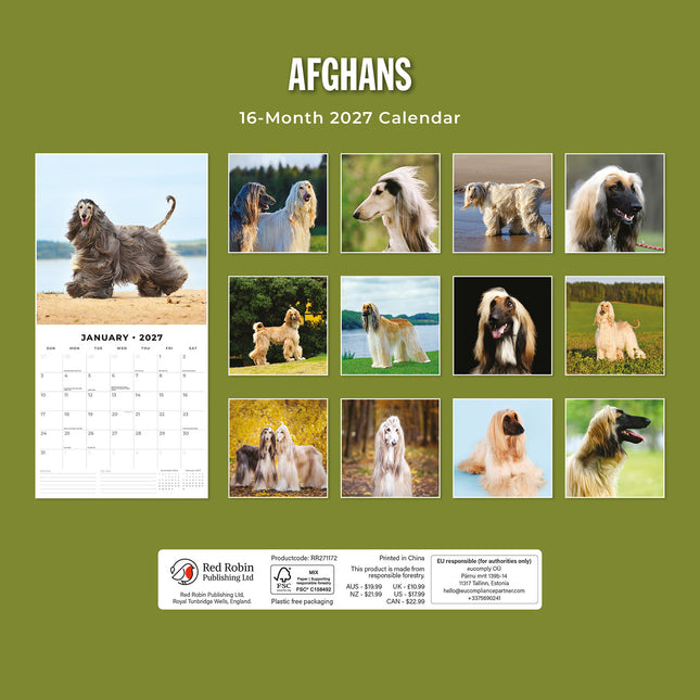 Afghans 2027 square wall calendar - back cover