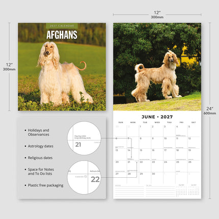 Afghans 2027 square wall calendar - product specifications