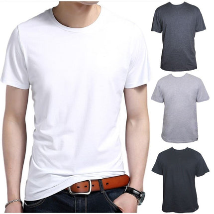 new-mens-fashion-short-sleeve-tops-100-cotton-plain-basic-t-shirt-blank-tee