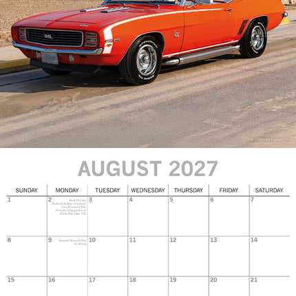 American Muscle Cars 2027 Premium Square Wall Calendar August sample page