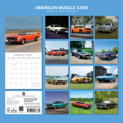 American Muscle Cars 2027 Premium Square Wall Calendar back cover