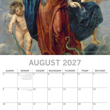 Angels 2027 Premium Square Wall Calendar August sample page