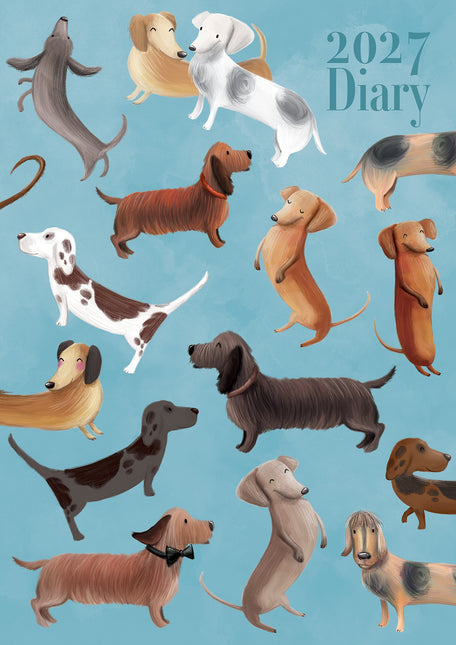 Dachshunds 2027 A5 Padded Hard Cover Diary cover