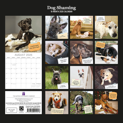 Dog Shaming - 2026 Square Wall Calendar Pets Animals 16 Months Premium Planner