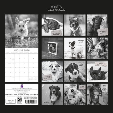 Mutts - 2026 Square Wall Calendar Pets Animals 16 Months New Year Home Planner