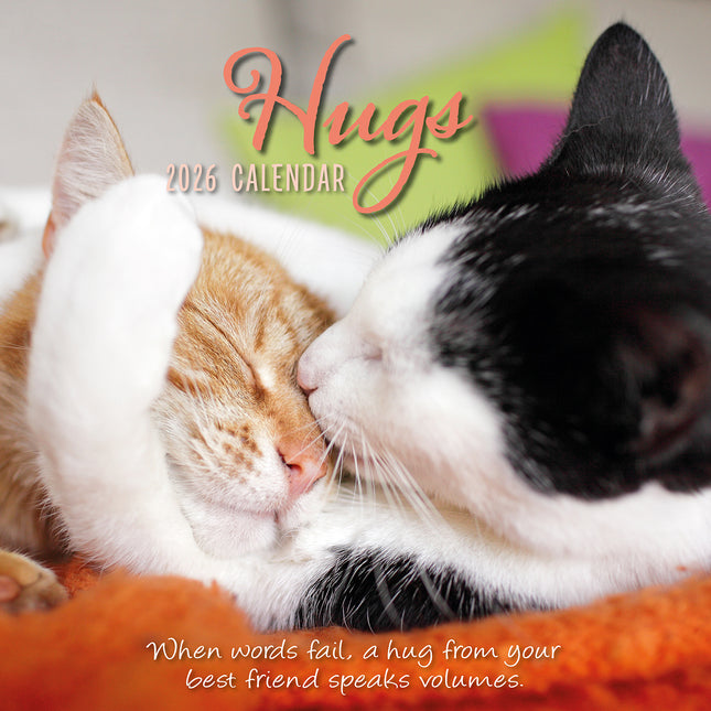 Hugs 2026 Square Wall Calendar Pets Baby Animals 16 Months New Year Home Planner
