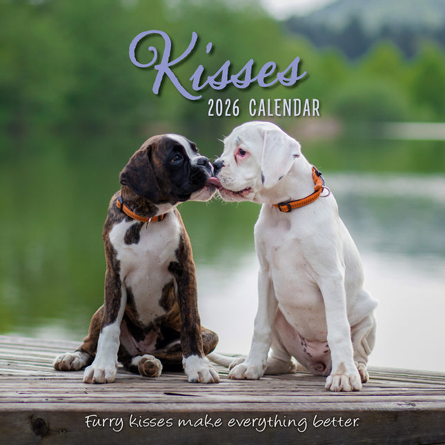 Kisses - 2026 Square Wall Calendar Dogs Pets Animals 16 Months Premium Planner