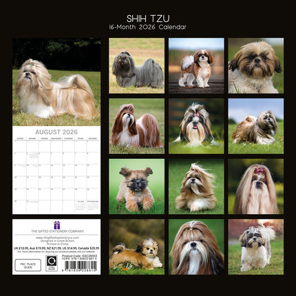 Shih Tzu - 2026 Square Wall Calendar Dogs Puppies Pets Animals 16 Months Planner