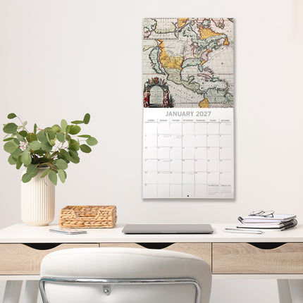 Antique Maps 2027 Premium Square Wall Calendar lifestyle image