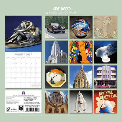 Art Deco 2027 Premium Square Wall Calendar back cover