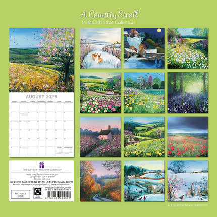 A Country Stroll - 2026 Square Wall Calendar 16 Months Arts Photos Planner Gift