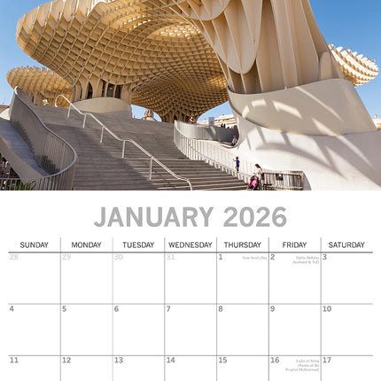 Amazing Architecture 2026 Square Wall Calendar 16 Month Arts Photos Planner Gift