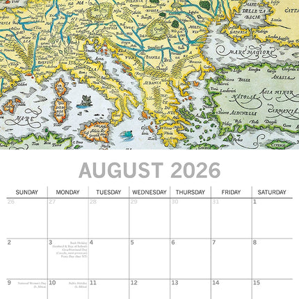 Antique Maps - 2026 Square Wall Calendar 16 Months Arts Photography Planner Gift