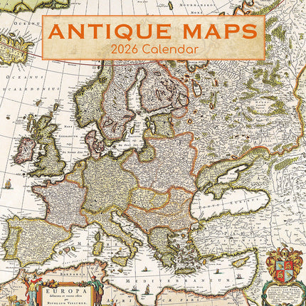 Antique Maps - 2026 Square Wall Calendar 16 Months Arts Photography Planner Gift