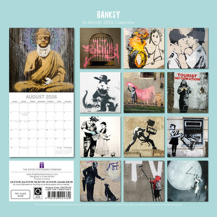 Banksy - 2026 Square Wall Calendar 16 Months Arts Photography Home Planner Gift