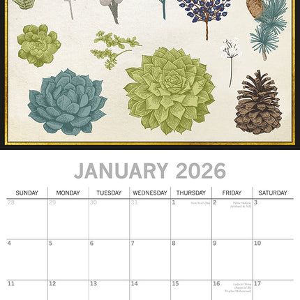 Botanicals - 2026 Square Wall Calendar 16 Months Arts Photography Planner Gift