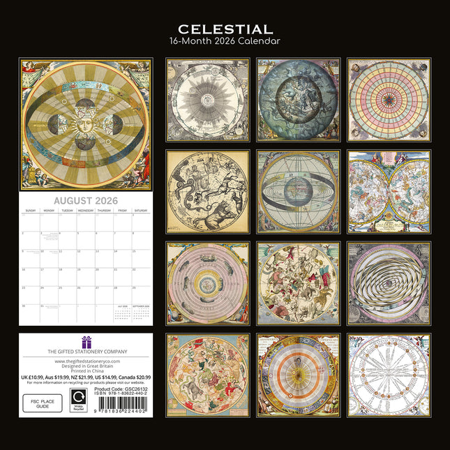 Celestial - 2026 Square Wall Calendar 16 Months Arts Photography Planner Gift