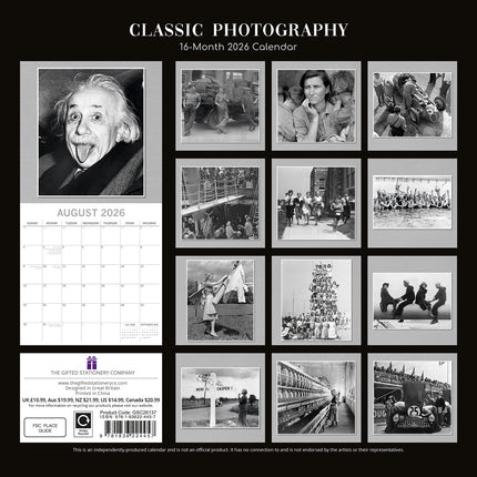Classic Photography 2026 Square Wall Calendar 16 Months Arts Photos Planner Gift