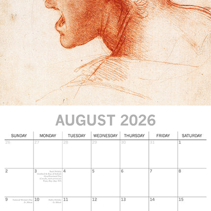 Da Vinci - 2026 Square Wall Calendar 16 Months Arts Photography Planner Gift