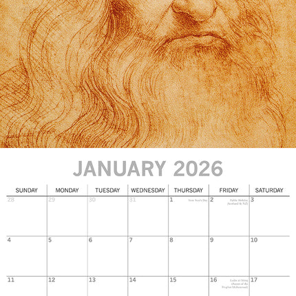 Da Vinci - 2026 Square Wall Calendar 16 Months Arts Photography Planner Gift