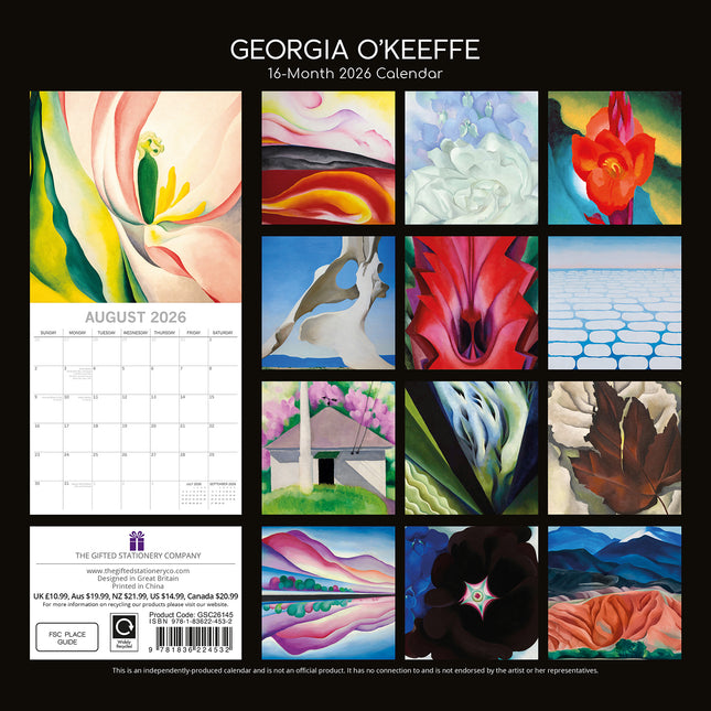 Georgia O'Keeffe - 2026 Square Wall Calendar 16 Months Arts Photos Planner Gift