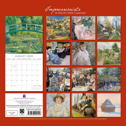 Impressionists 2026 Rectangle Wall Calendar
