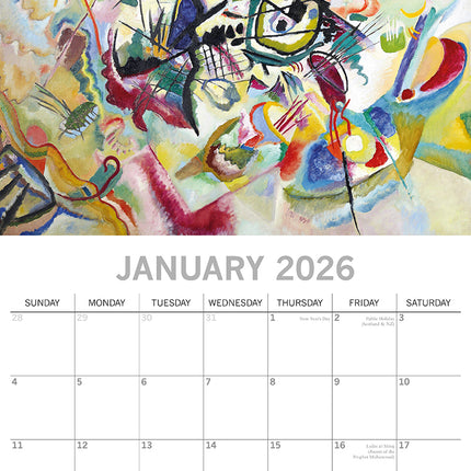 Kandinsky - 2026 Square Wall Calendar 16 Months Arts Photography Planner Gift