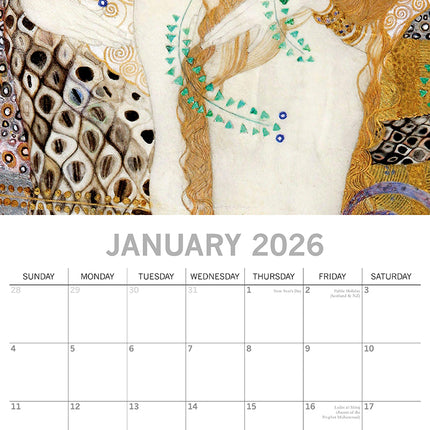 Klimt - 2026 Square Wall Calendar 16 Months Arts Photos Planner New Year Gift