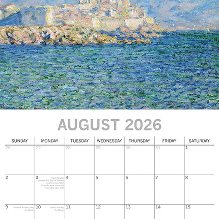 Monet - 2026 Square Wall Calendar 16 Months Arts Photography Home Planner Gift