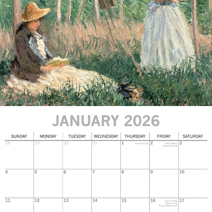Monet - 2026 Square Wall Calendar 16 Months Arts Photography Home Planner Gift