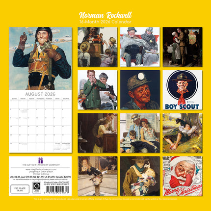 Norman Rockwell - 2026 Square Wall Calendar 16 Months Arts Photos Planner Gift
