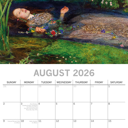 Pre-Raphaelites - 2026 Square Wall Calendar 16 Months Arts Photos Planner Gift