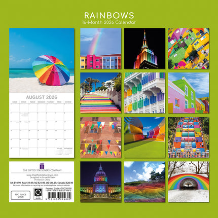 Rainbows - 2026 Square Wall Calendar 16 Months Arts Photography Planner Gift